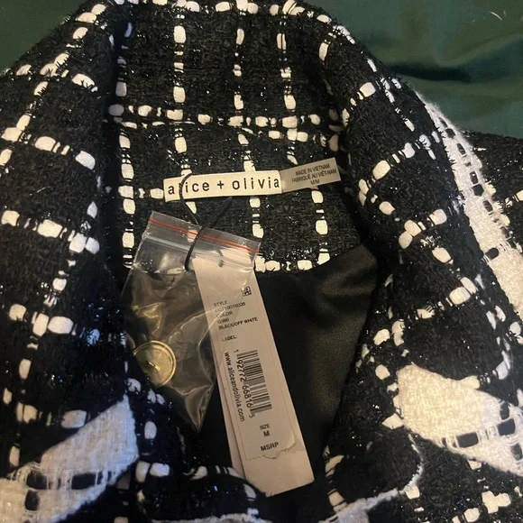 Alice + Olivia Black and White Tweed Blazer - Picture 2 of 4